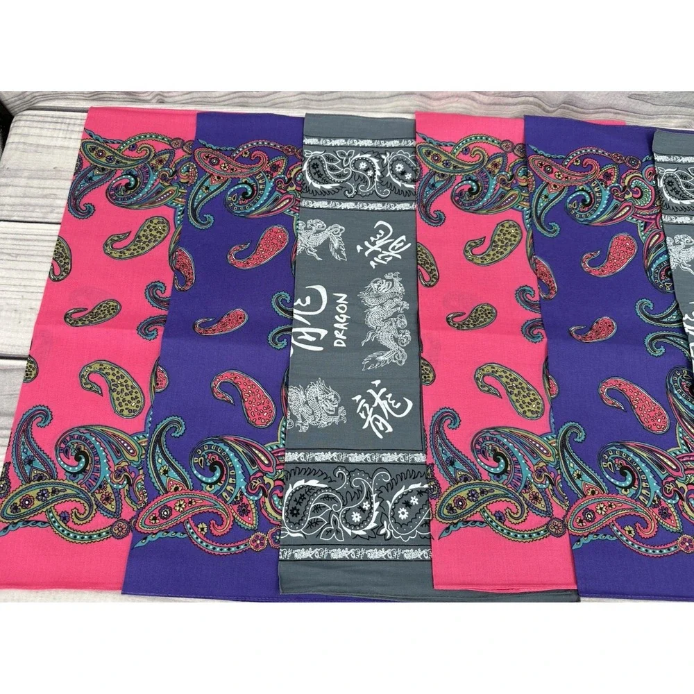 LOT OF 6 VINTAGE 100%‎ COTTON BANDANAS / HANKERCHIEFS-MULTI COLOR-BRAND NEW  *21